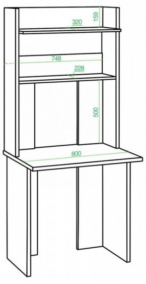 Стол компьютерный Домино Lite СКЛ-Прям80Р+НКЛХ в Миассе - miass.mebel24.online | фото 2