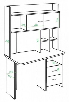 Стол компьютерный Домино Lite СКЛ-Трап120+НКЛХ-120 ВК ЛЕВ в Миассе - miass.mebel24.online | фото 2