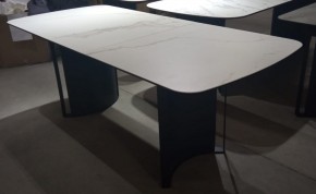 Стол RASMUS 160 TL-45 Белый мрамор, испанская керамика / черный каркас, ®DISAUR в Миассе - miass.mebel24.online | фото 2