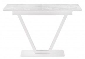 Стол стеклянный Бугун 120(160)х80х77 белый мрамор / белый в Миассе - miass.mebel24.online | фото 2