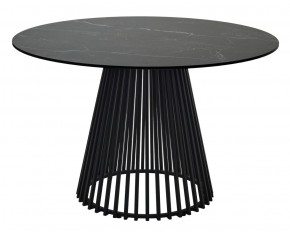 Стол TERNI 120 MATT BLACK MARBLE SOLID CERAMIC Черный мрамор матовый, керамика /Черн.каркас, ®DISAUR в Миассе - miass.mebel24.online | фото