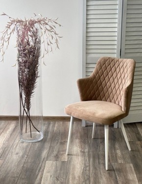 Стул HERMAN 360 град. БЕЖЕВЫЙ #5, велюр / белый каркас М-City в Миассе - miass.mebel24.online | фото 3