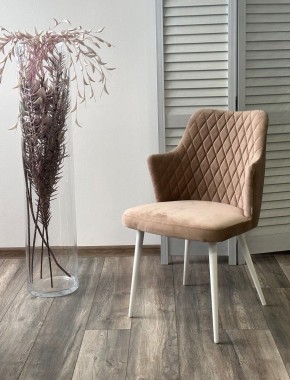 Стул HERMAN 360 град. БЕЖЕВЫЙ #5, велюр / белый каркас М-City в Миассе - miass.mebel24.online | фото 4