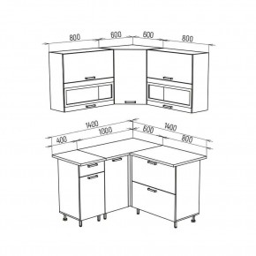 ТЕХНО Кухонный гарнитур угловой 1,4х1,4 м Компоновка №2 в Миассе - miass.mebel24.online | фото 8
