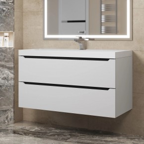 Тумба под раковину Uperwood Tanos 100 см, подвесная, белая/графит в Миассе - miass.mebel24.online | фото