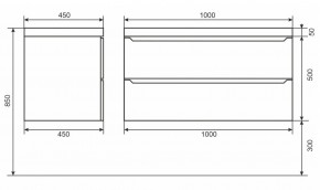 Тумба под раковину Uperwood Tanos 100 см, подвесная, белая/графит в Миассе - miass.mebel24.online | фото 6
