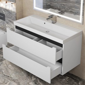 Тумба под раковину Uperwood Tanos 100 см, подвесная, белая/графит в Миассе - miass.mebel24.online | фото 9