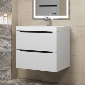 Тумба под раковину Uperwood Tanos 60 см, подвесная, белая/графит в Миассе - miass.mebel24.online | фото