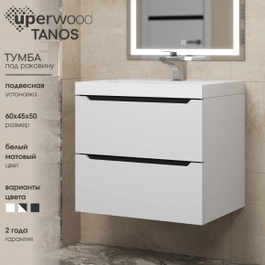 Тумба под раковину Uperwood Tanos 60 см, подвесная, белая/графит в Миассе - miass.mebel24.online | фото 3