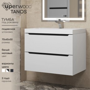Тумба под раковину Uperwood Tanos 70 см, подвесная, белая/графит в Миассе - miass.mebel24.online | фото 3
