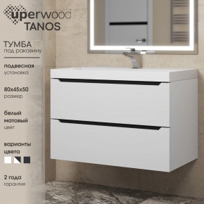 Тумба под раковину Uperwood Tanos 80 см, подвесная, белая/графит в Миассе - miass.mebel24.online | фото 3