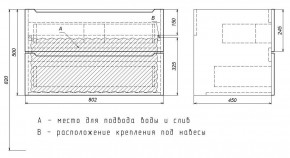 Тумба под раковину Uperwood Tanos 80 см, подвесная, белая/графит в Миассе - miass.mebel24.online | фото 7