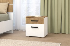 Тумба прикроватная Ева (Белый текстурный/Дуб крафт золотой) в Миассе - miass.mebel24.online | фото