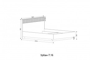 УРБАН - 7.16 Кровать 1600 БЕЗ ОРТОПЕДА в Миассе - miass.mebel24.online | фото 2